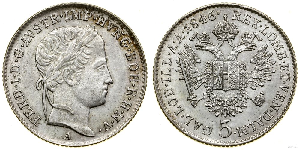 Austria, 5 krajcarów, 1846 A