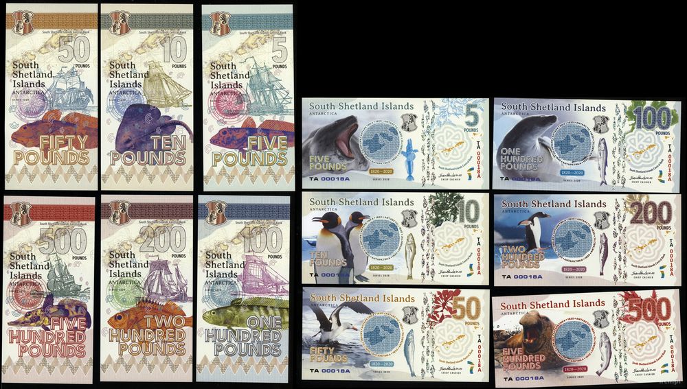 Antarktyda, zestaw 6 banknotów (fauna arktyczna), 2020