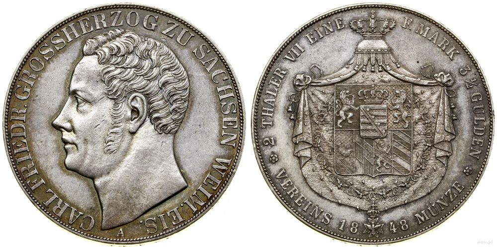 Niemcy, 2 talary = 3 1/2 guldena, 1848 A