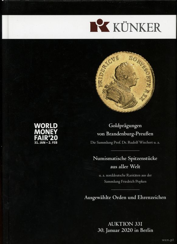 literatura numizmatyczna, Fritz Rudolf Künker – aukcja 331: Goldprägungen von Brandenburg-Preußen: D..