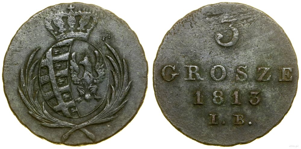 Polska, 3 grosze, 1813 IB