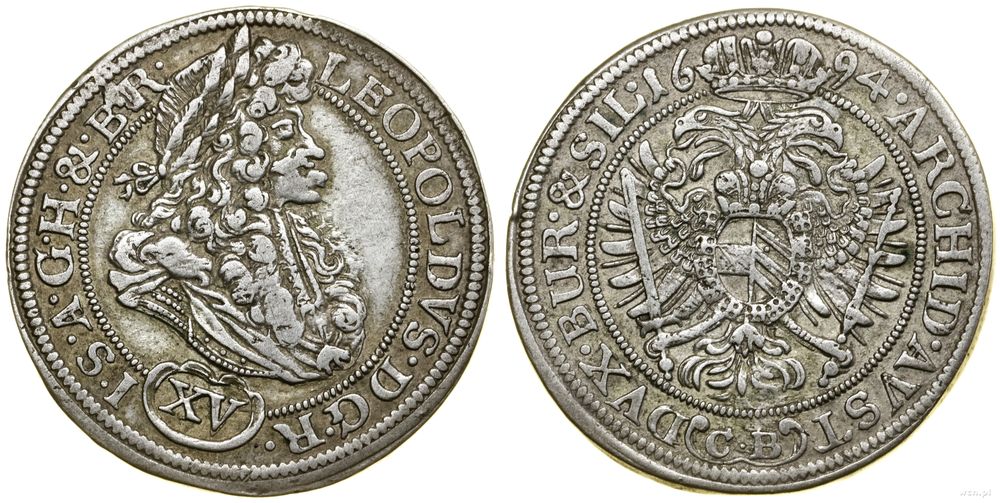 Śląsk, 15 krajcarów, 1694 CB