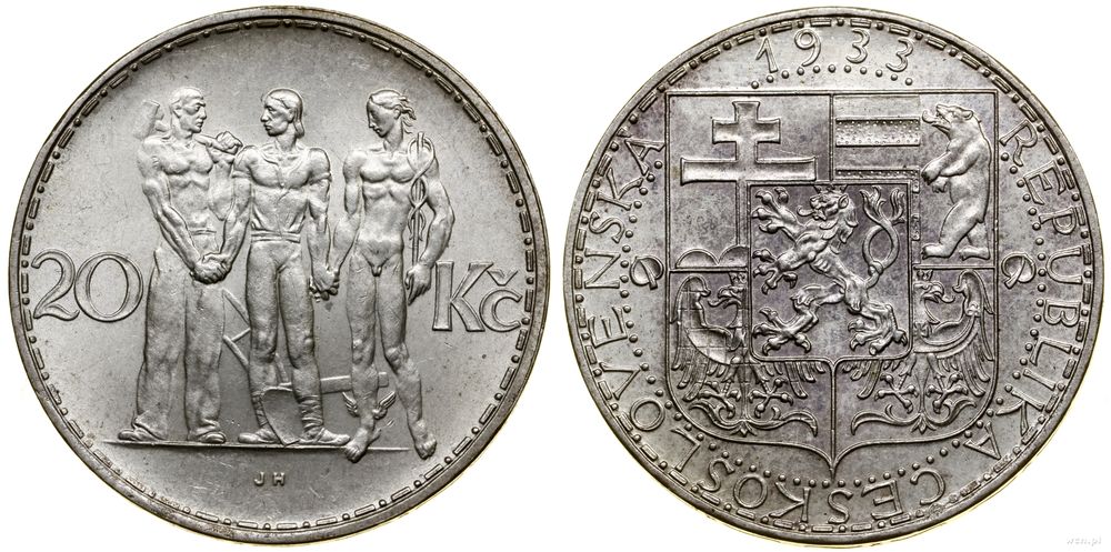 Czechosłowacja, 20 koron, 1933