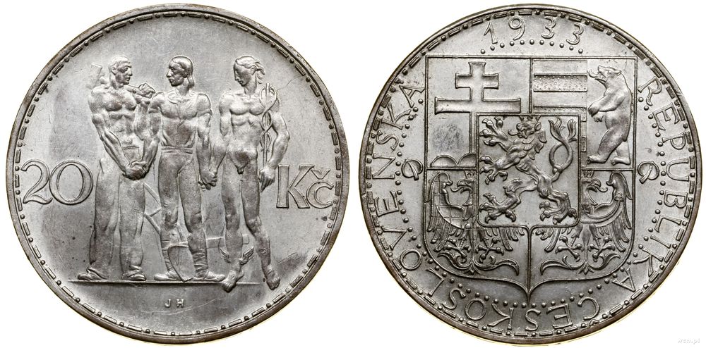 Czechosłowacja, 20 koron, 1933