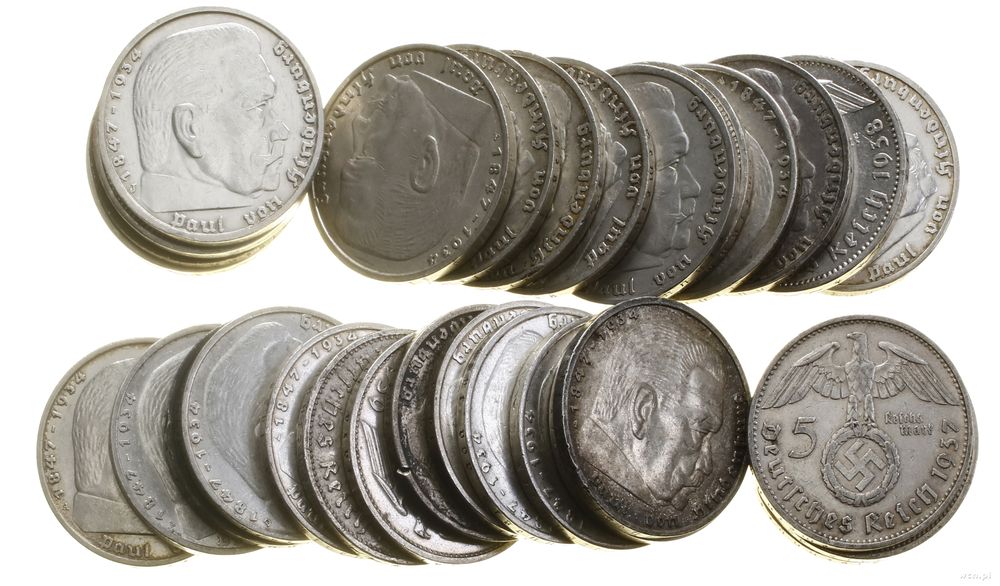 Niemcy, zestaw 30 x 5 marek, różne roczniki