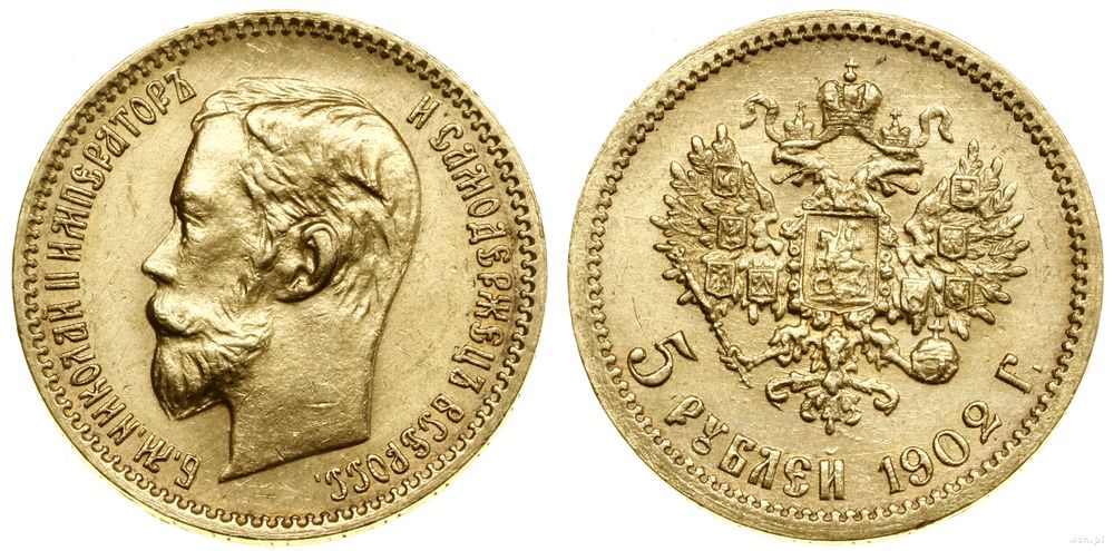 Rosja, 5 rubli, 1902 AP