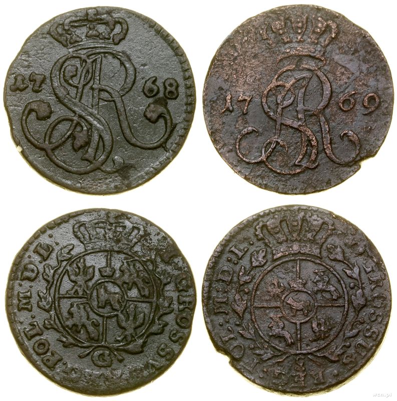Polska, zestaw 2 x 1 grosz, 1768 G (Kraków) / 1768 g (Warszawa)