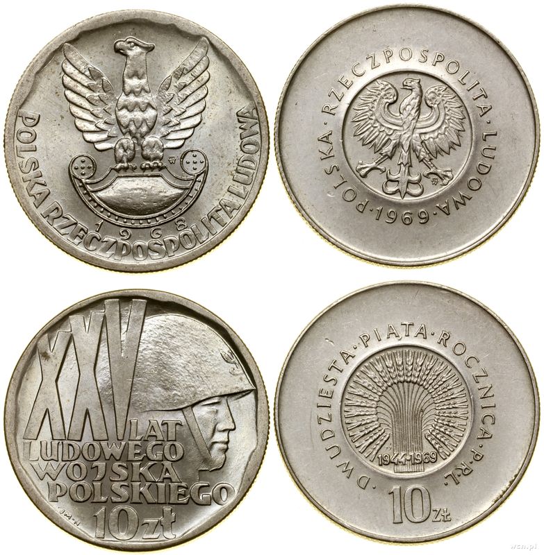 Polska, zestaw: 2 x 10 złotych, 1968–1969