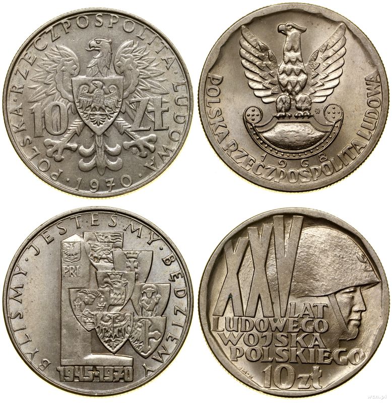 Polska, zestaw: 2 x 10 złotych, 1968 i 1970