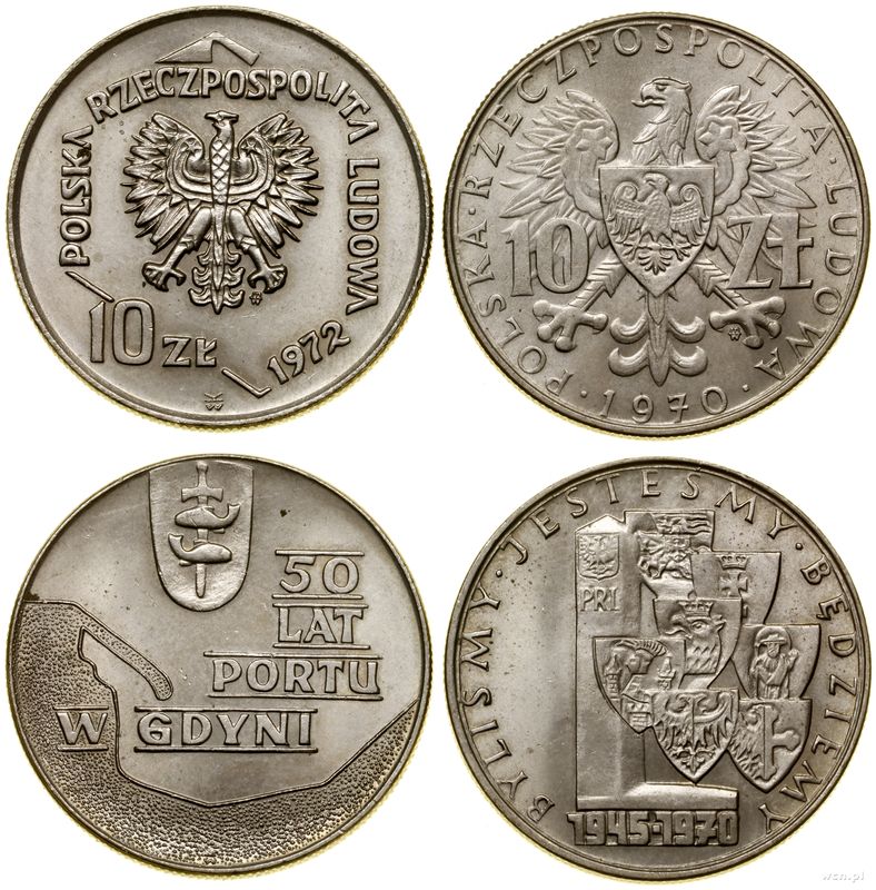 Polska, zestaw: 2 x 10 złotych, 1970 i 1972