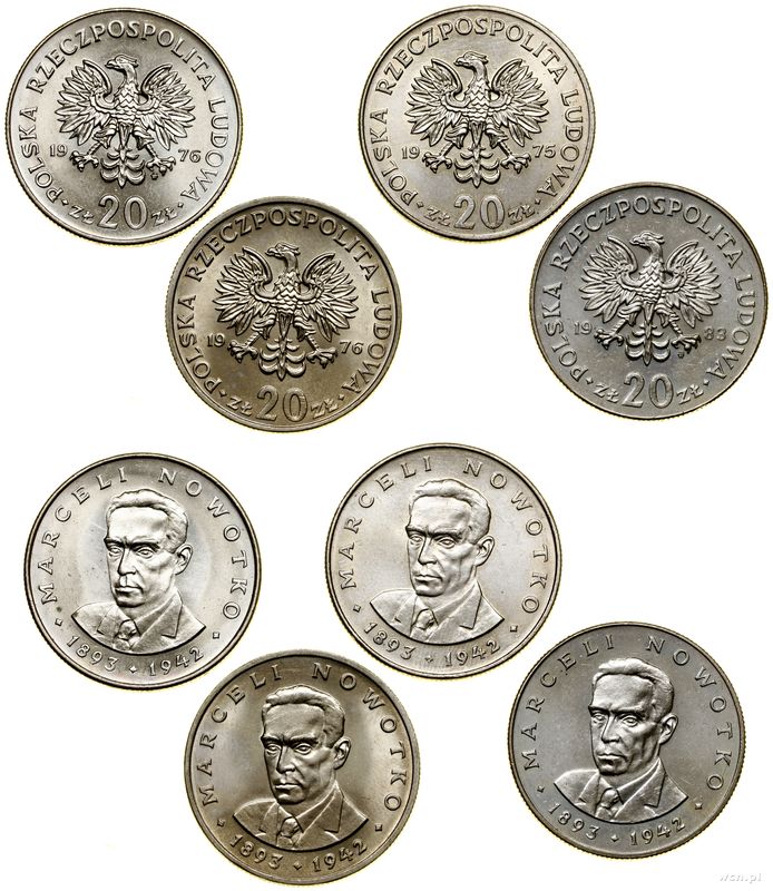 Polska, zestaw: 4 x 20 złotych, 1975–1983