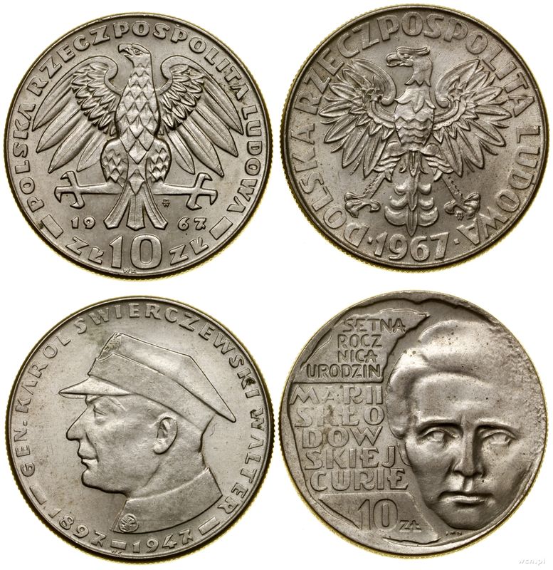 Polska, zestaw: 2 x 10 złotych, 1967