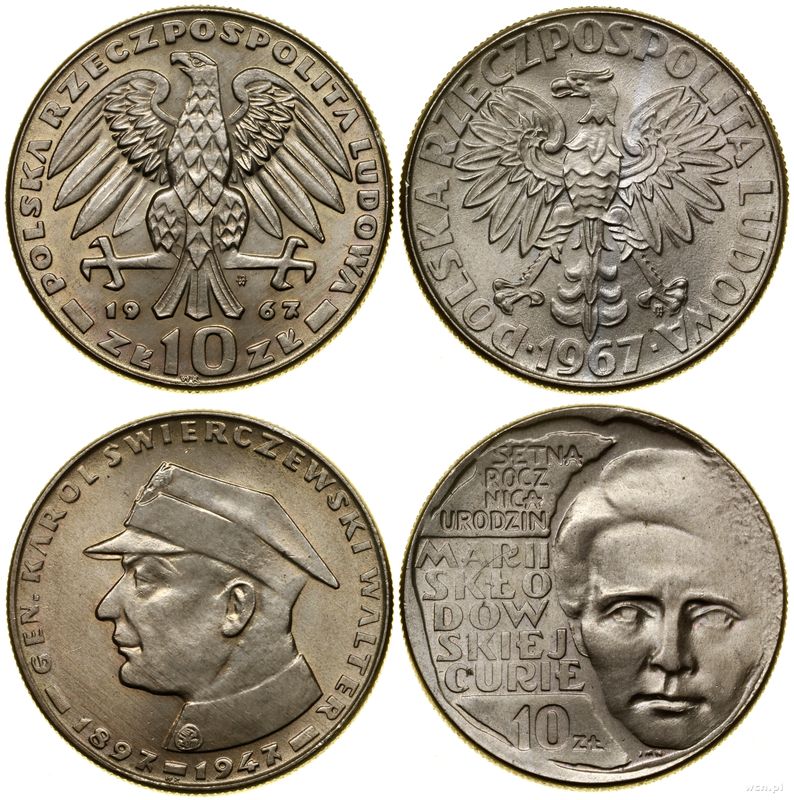 Polska, zestaw: 2 x 10 złotych, 1967