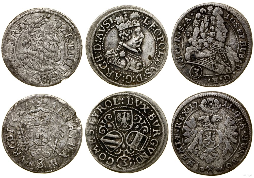 Austria, zestaw 3 x 3 krajcary