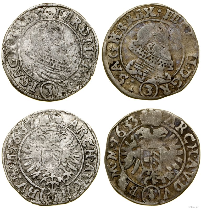 Austria, zestaw 2 x 3 krajcary, 1633, 1637