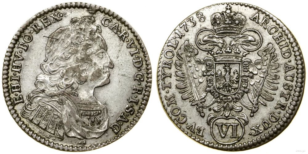 Austria, 6 krajcarów, 1738