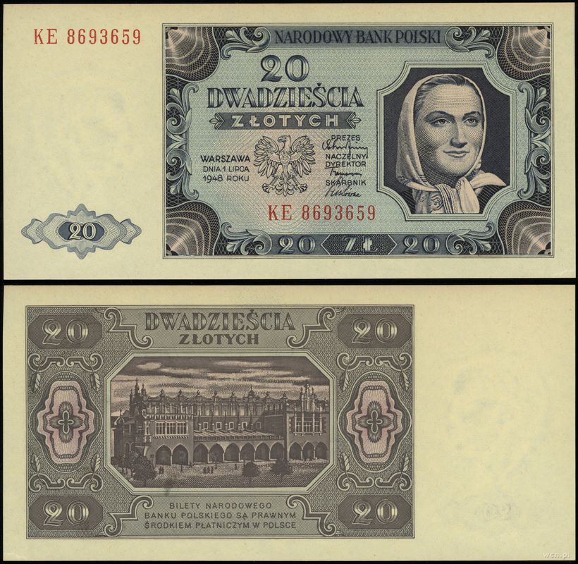 Polska, 20 złotych, 1.07.1948