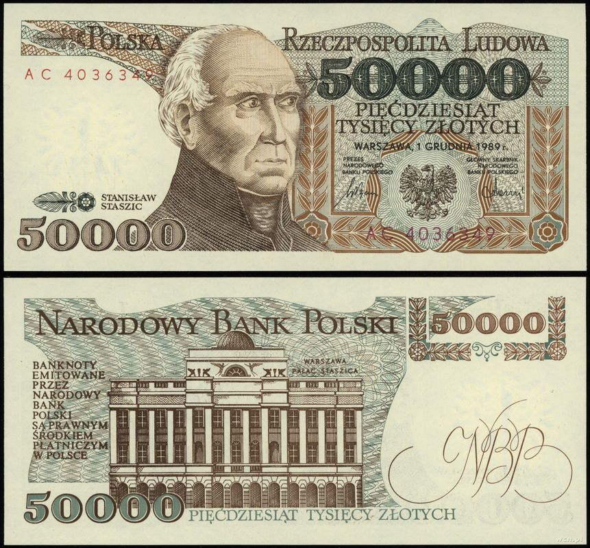 Polska, 50.000 złotych, 1.12.1989