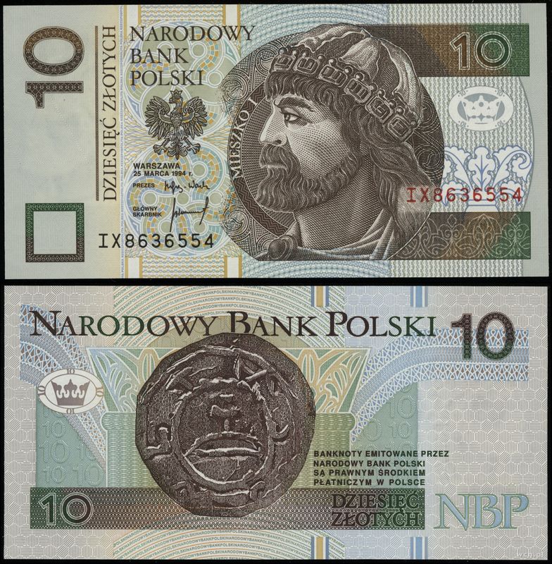 Polska, 10 złotych, 25.03.1994