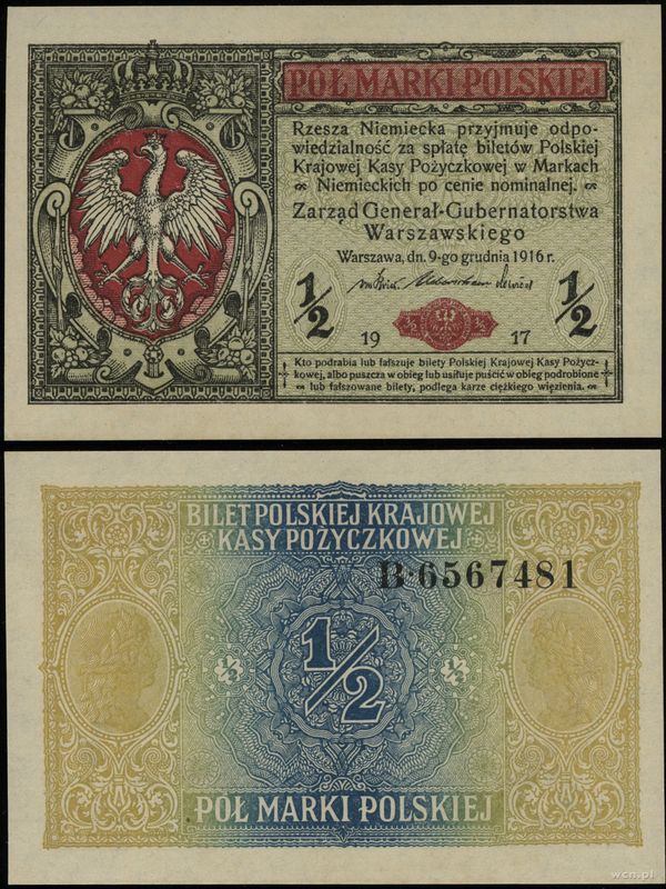Polska, 1/2 marki polskiej, 9.12.1916