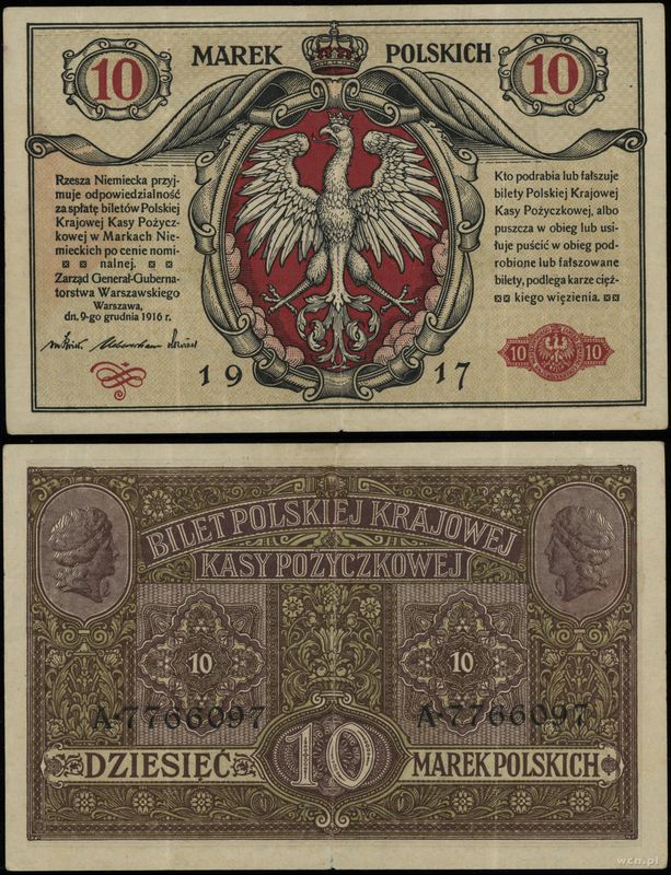 Polska, 10 marek polskich, 9.12.1916