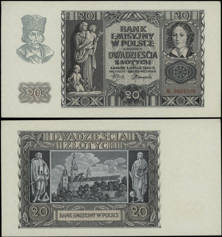 Polska, 20 złotych, 1.03.1940