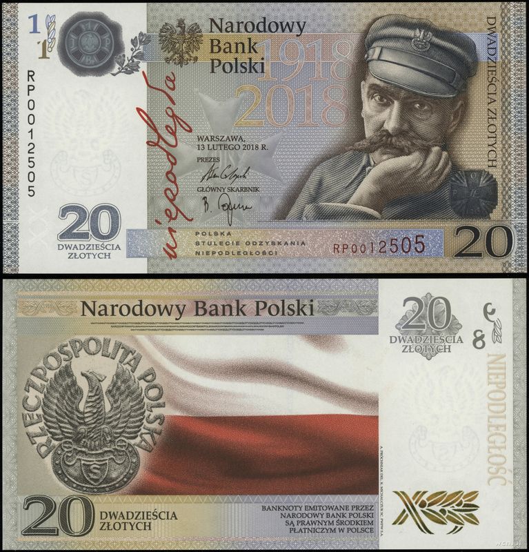 Polska, 20 złotych, 13.02.2018