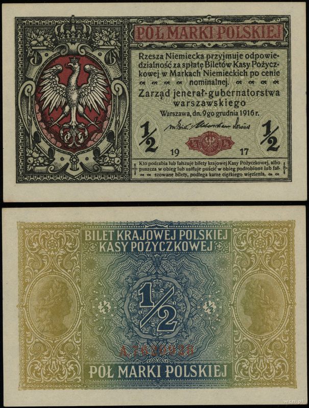 Polska, 1/2 marki polskiej, 9.12.1916