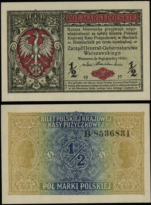 Polska, 1/2 marki polskiej, 9.12.1916