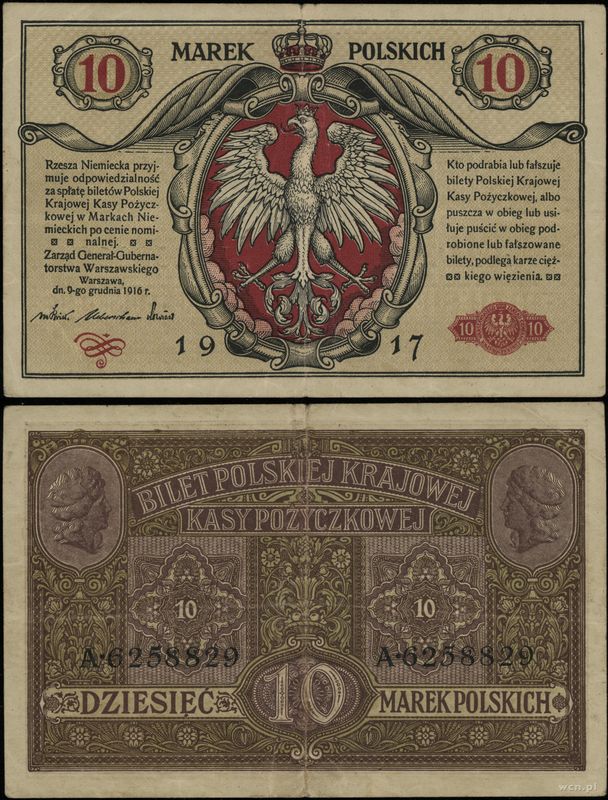 Polska, 10 marek polskich, 9.12.1916