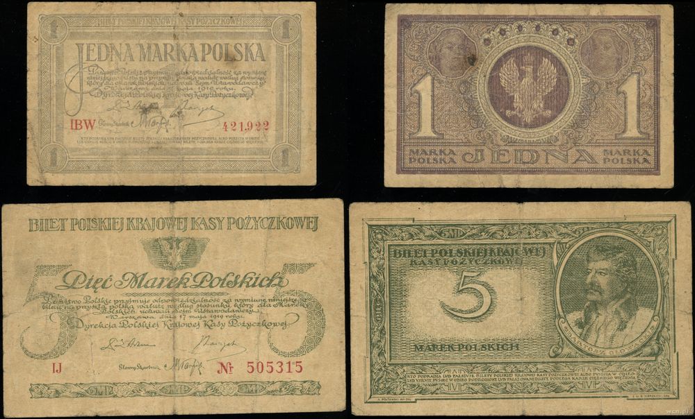 Polska, zestaw: 1 marka i 5 marek polskich, 17.05.1919