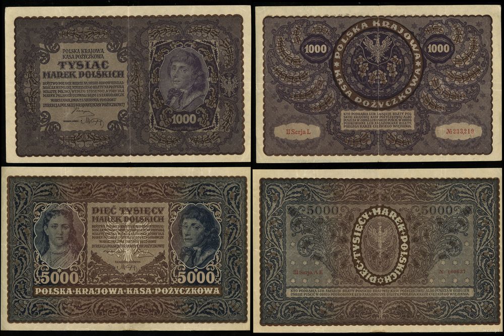 Polska, zestaw 2 banknotów, 1919–1920