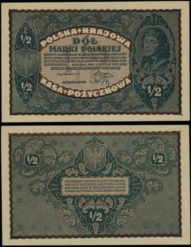 Polska, 1/2 marki polskiej, 7.02.1920