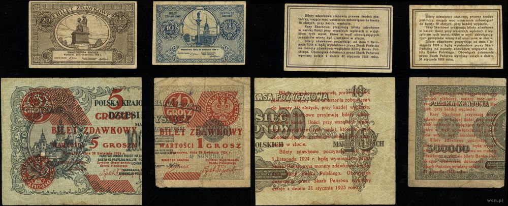 Polska, zestaw biletów zdawkowych, 1924