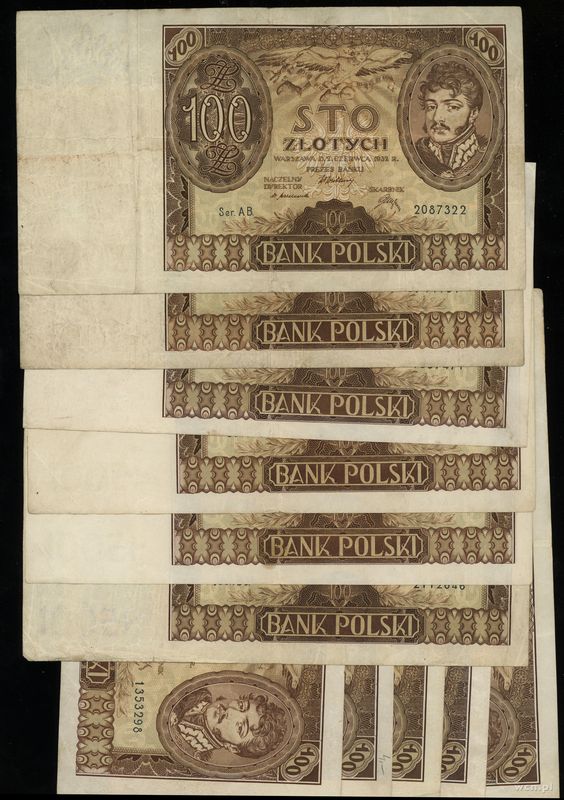 Polska, zestaw: 11 x 100 złotych, 1932–1934