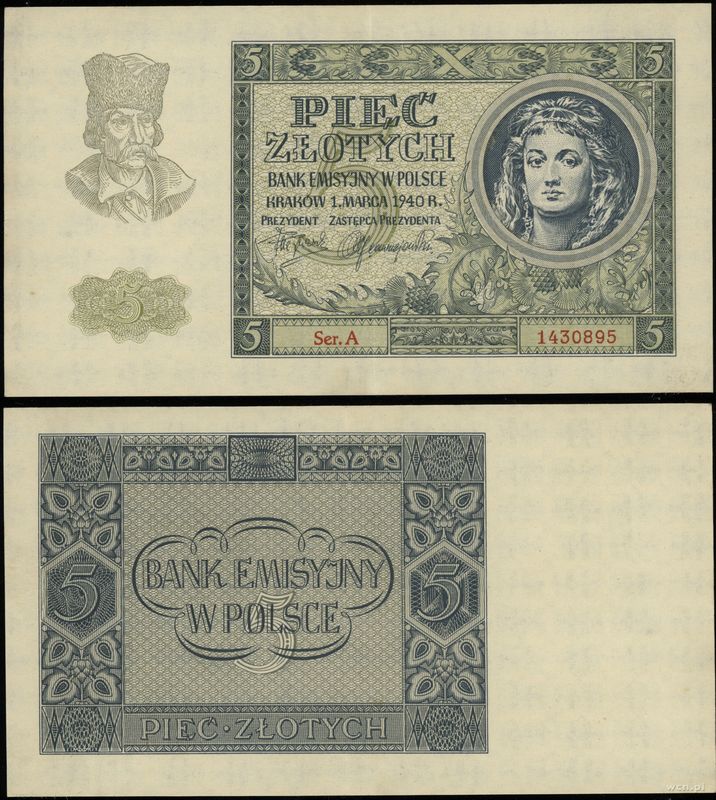 Polska, 5 złotych, 1.03.1940