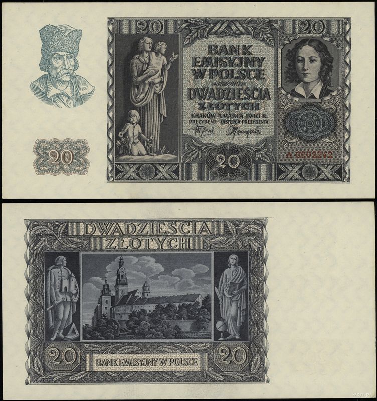 Polska, 20 złotych, 1.03.1940