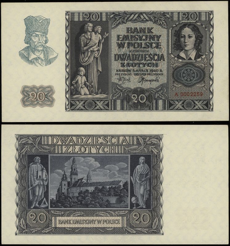 Polska, 20 złotych, 1.03.1940