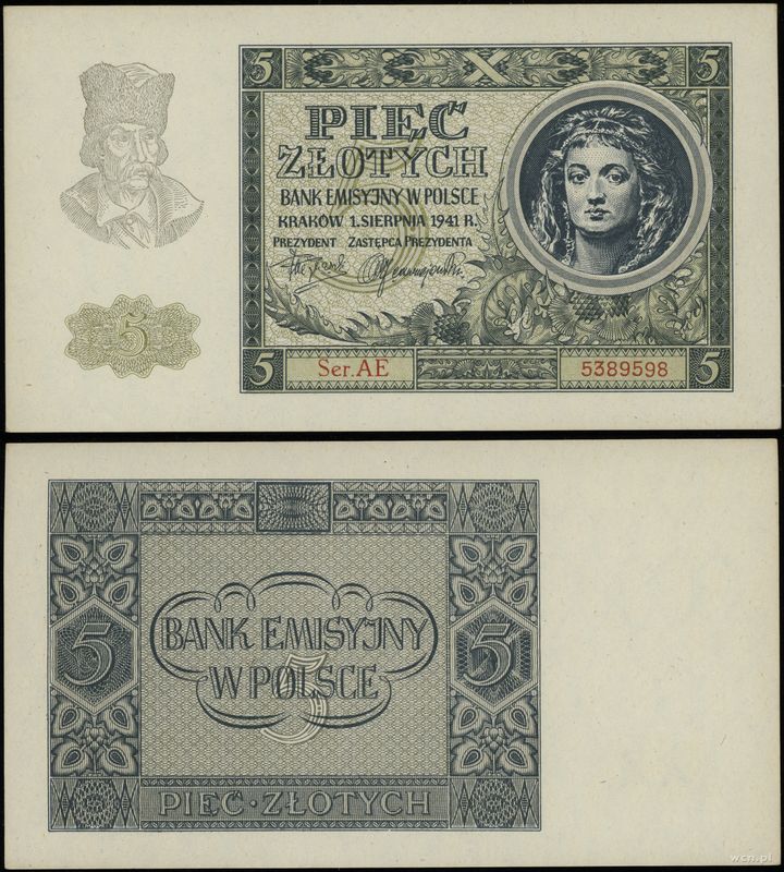 Polska, 5 złotych, 1.08.1941