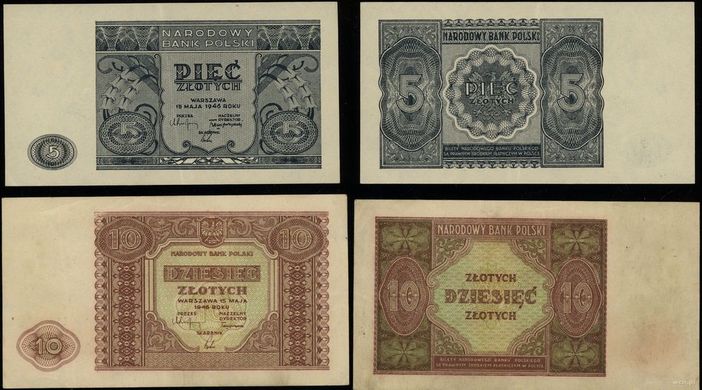 Polska, zestaw: 5 złotych i 10 złotych, 15.05.1946