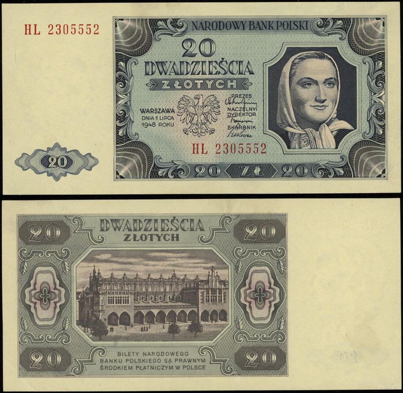 Polska, 20 złotych, 1.07.1948