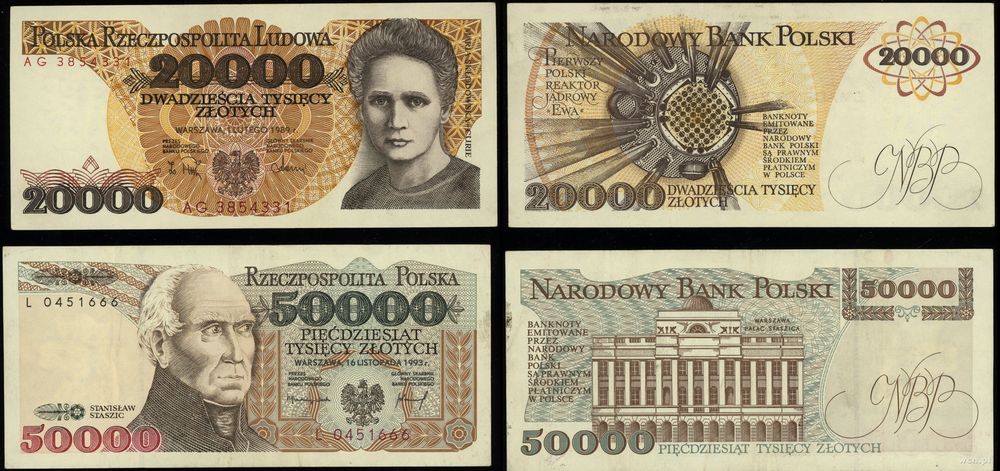 Polska, zestaw 2 banknotów, 1989–1993