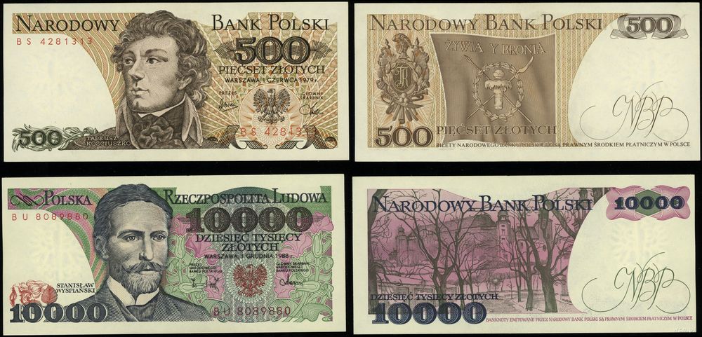 Polska, zestaw 2 banknotów, 1979–1988