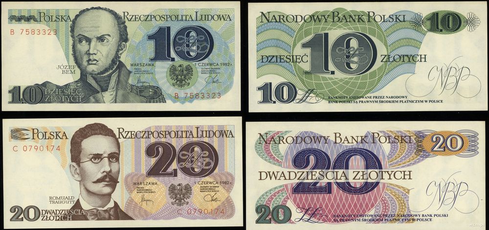 Polska, zestaw 2 banknotów, 1.06.1982