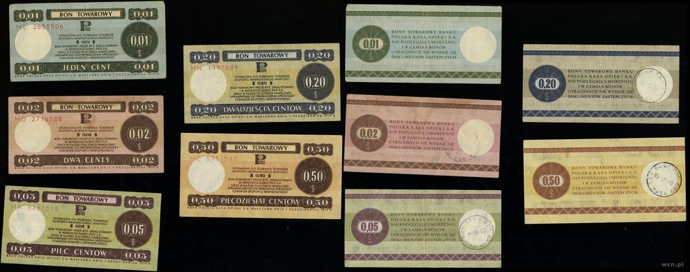 Polska, zestaw 5 bonów, 1.10.1979