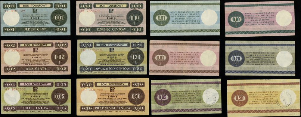 Polska, zestaw 6 bonów, 1.10.1979