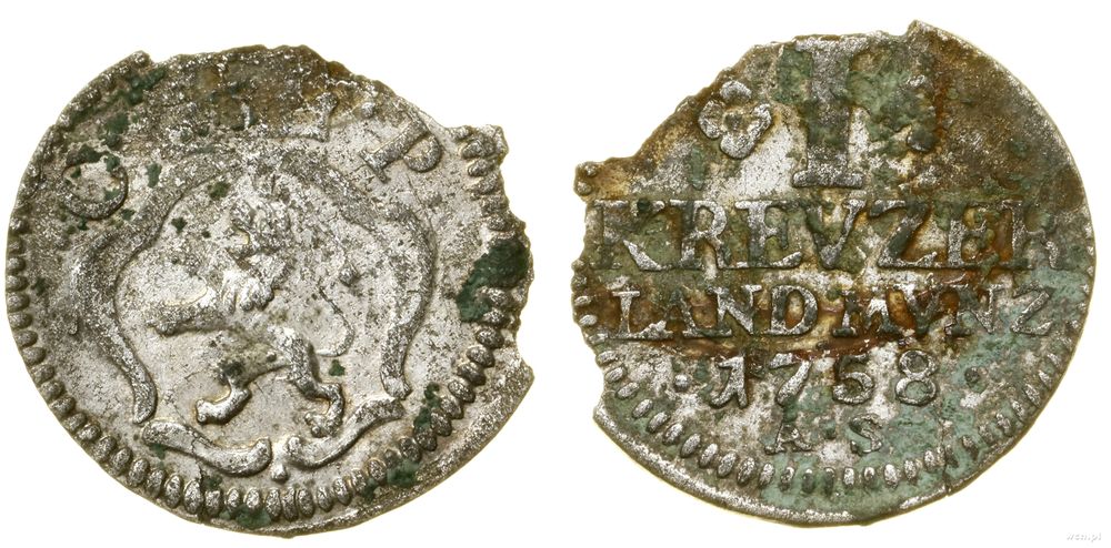 Niemcy, 1 krajcar, 1758 AS