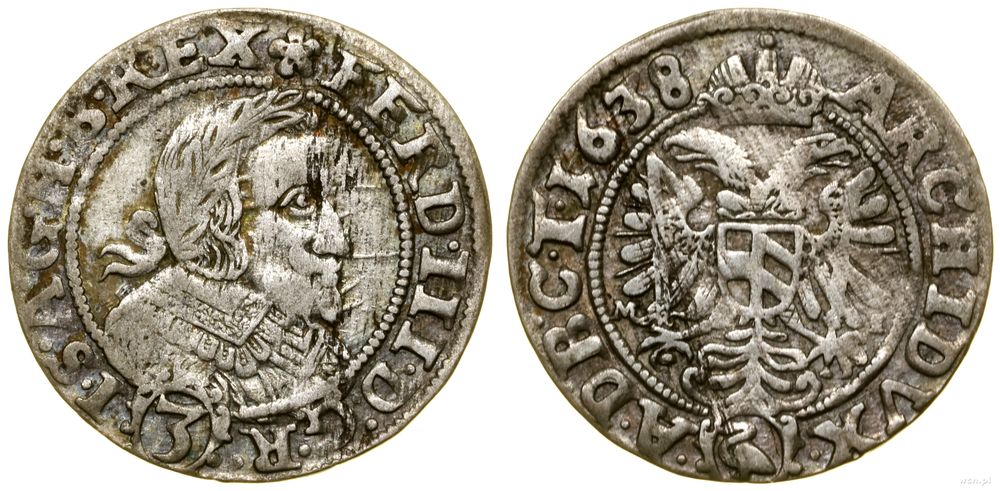 Śląsk, 3 krajcary, 1638 MI