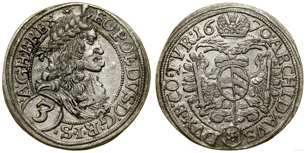 Austria, 3 krajcary, 1670