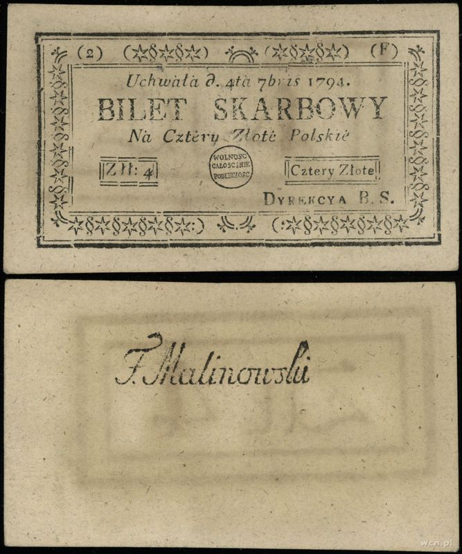 Polska, 4 złote polskie, 4.09.1794